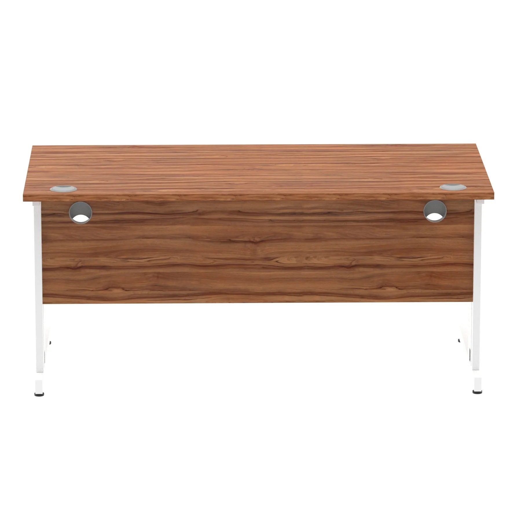 Impulse 1600mm Straight Desk with Cable Managed Leg - MFC Rectangular Table, 1600x800, Silver/White Frame, 5-Year Guarantee