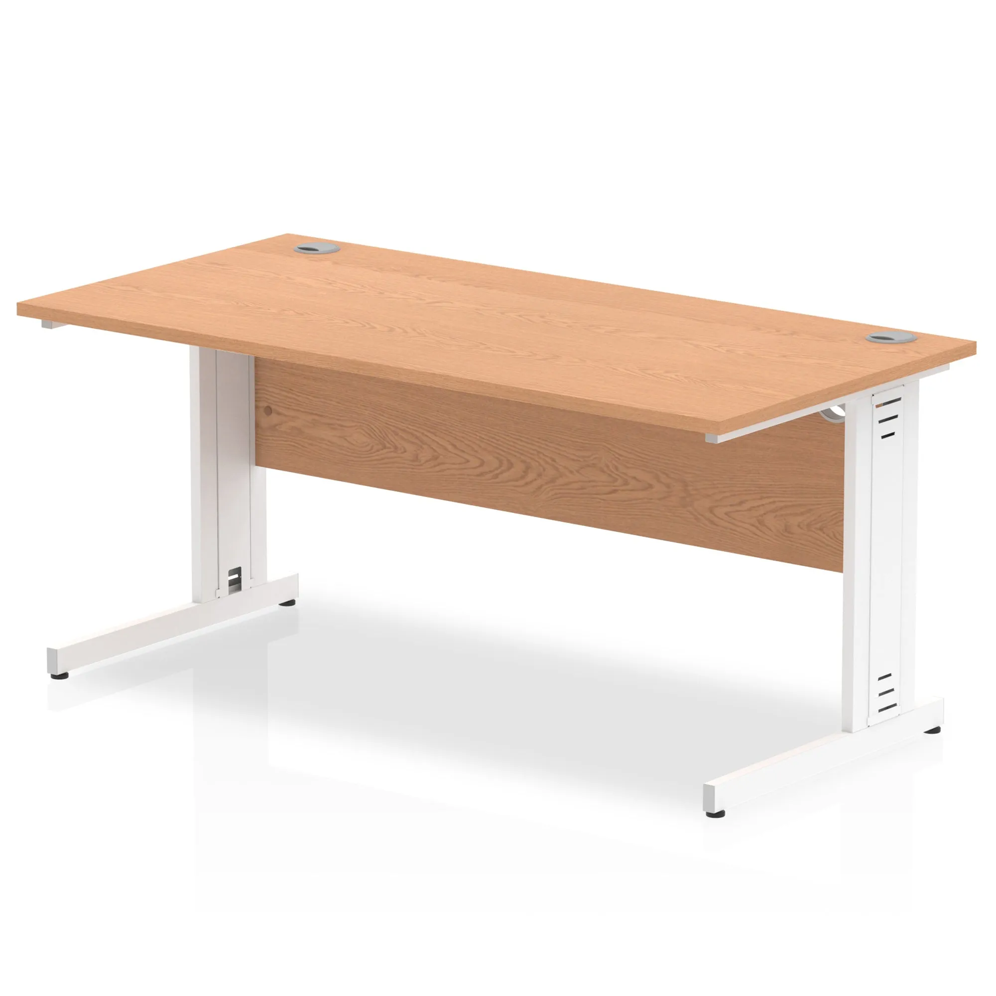 Impulse 1600mm Straight Desk with Cable Managed Leg - MFC Rectangular Table, 1600x800, Silver/White Frame, 5-Year Guarantee