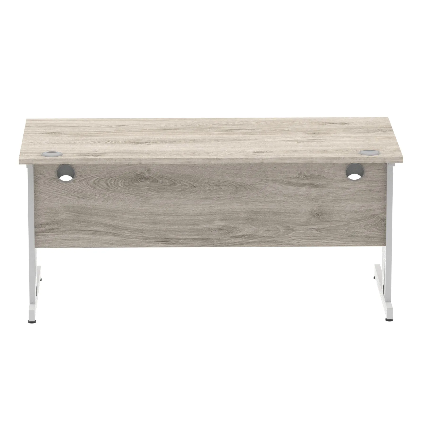 Impulse 1600mm Straight Desk with Cable Managed Leg - MFC Rectangular Table, 1600x800, Silver/White Frame, 5-Year Guarantee