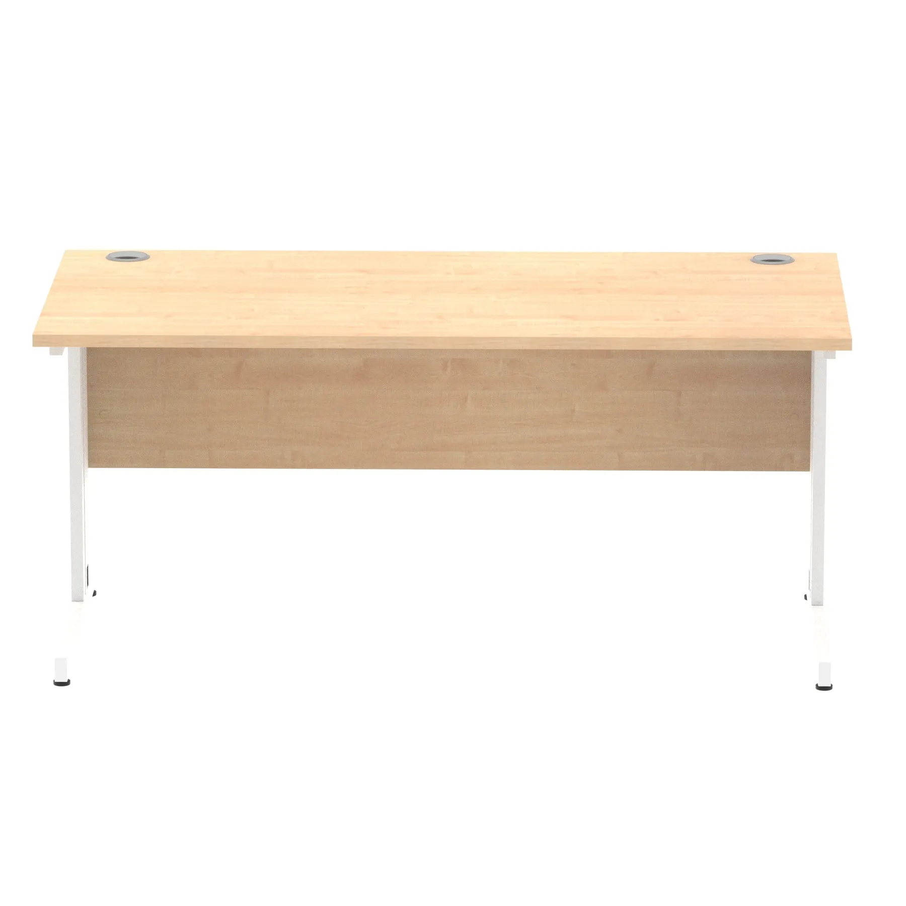 Impulse 1600mm Straight Desk with Cable Managed Leg - MFC Rectangular Table, 1600x800, Silver/White Frame, 5-Year Guarantee