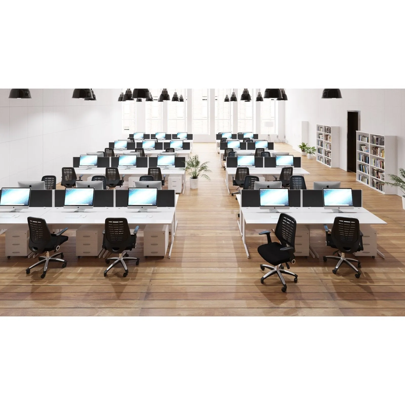 Impulse 1600mm Straight Desk with Cable Managed Leg - MFC Rectangular Table, 1600x800, Silver/White Frame, 5-Year Guarantee
