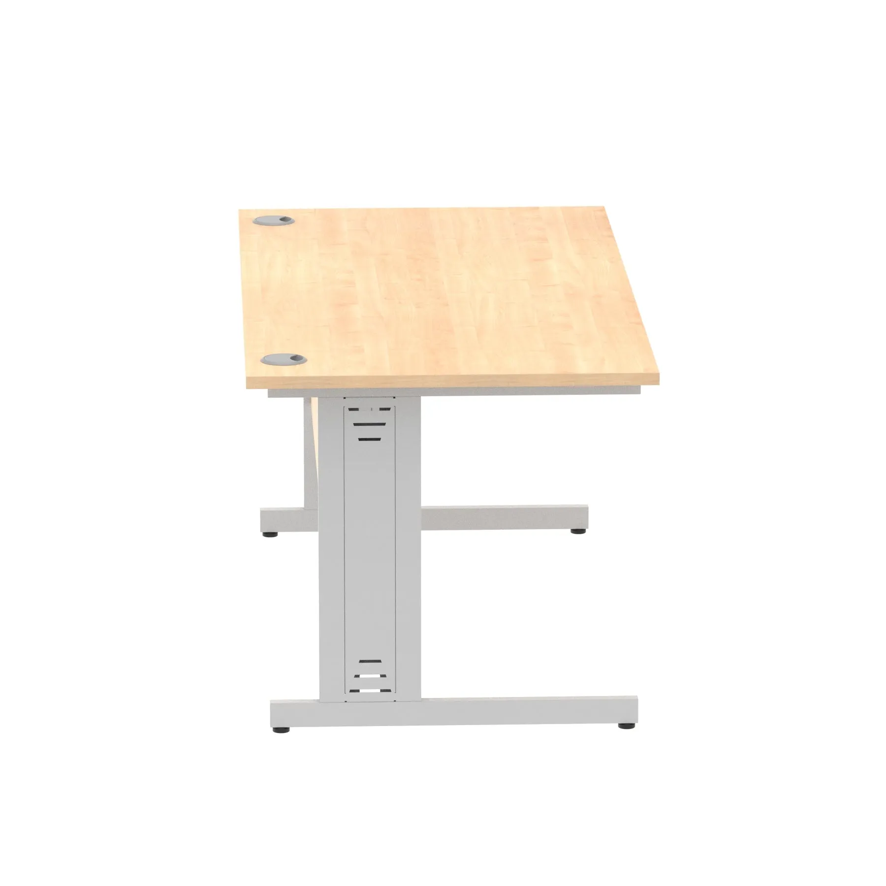 Impulse 1600mm Straight Desk with Cable Managed Leg - MFC Rectangular Table, 1600x800, Silver/White Frame, 5-Year Guarantee