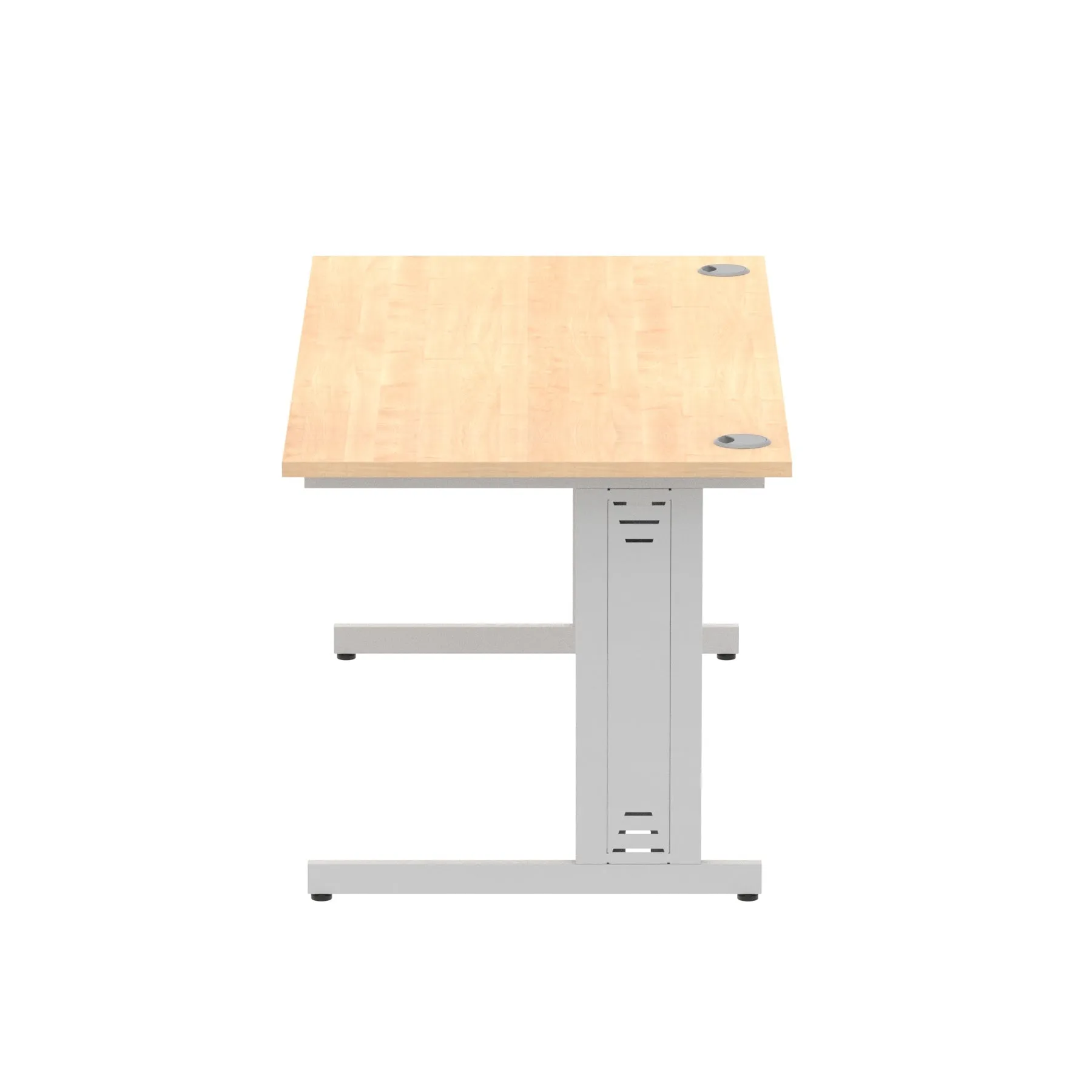 Impulse 1600mm Straight Desk with Cable Managed Leg - MFC Rectangular Table, 1600x800, Silver/White Frame, 5-Year Guarantee