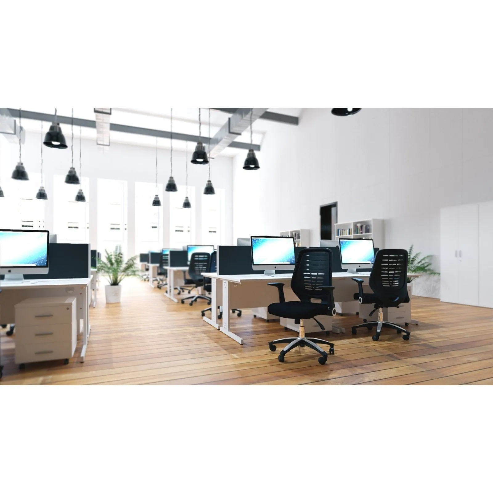 Impulse 1600mm Straight Desk with Cable Managed Leg - MFC Rectangular Table, 1600x800, Silver/White Frame, 5-Year Guarantee