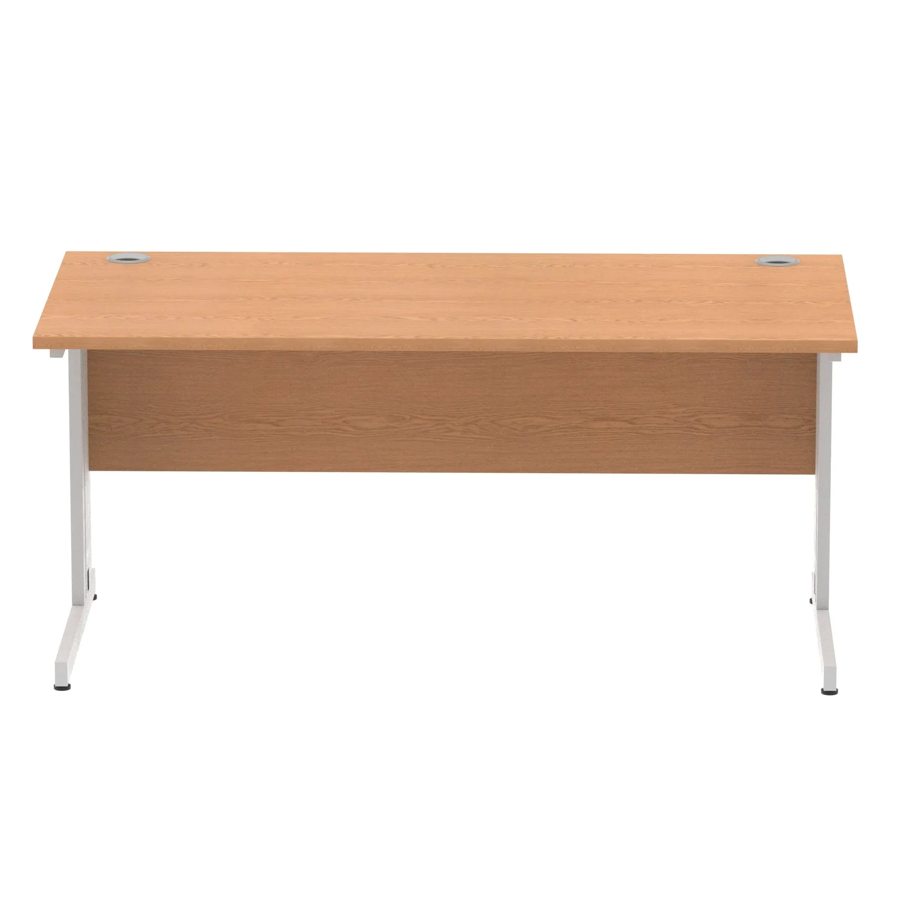 Impulse 1600mm Straight Desk with Cable Managed Leg - MFC Rectangular Table, 1600x800, Silver/White Frame, 5-Year Guarantee