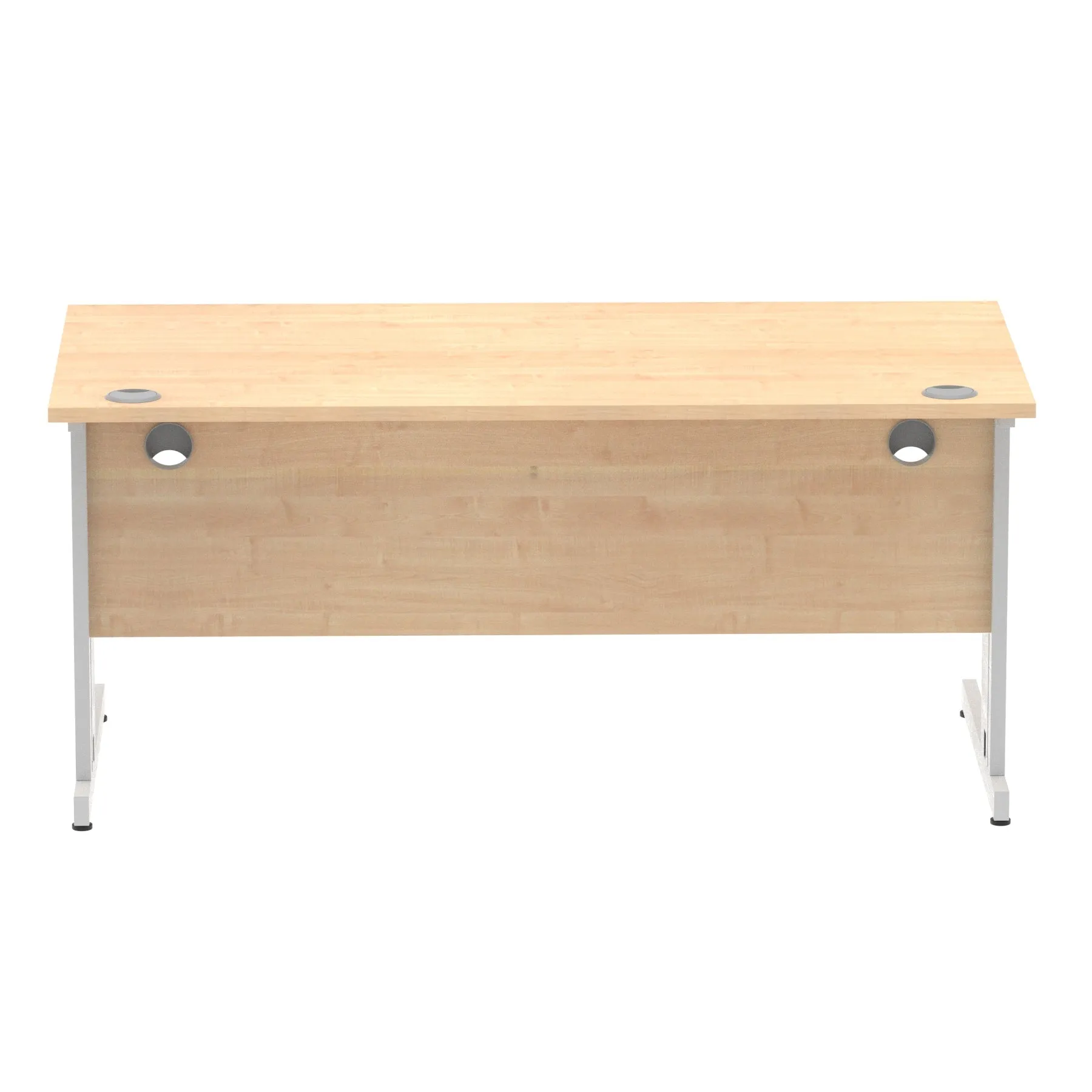 Impulse 1600mm Straight Desk with Cable Managed Leg - MFC Rectangular Table, 1600x800, Silver/White Frame, 5-Year Guarantee