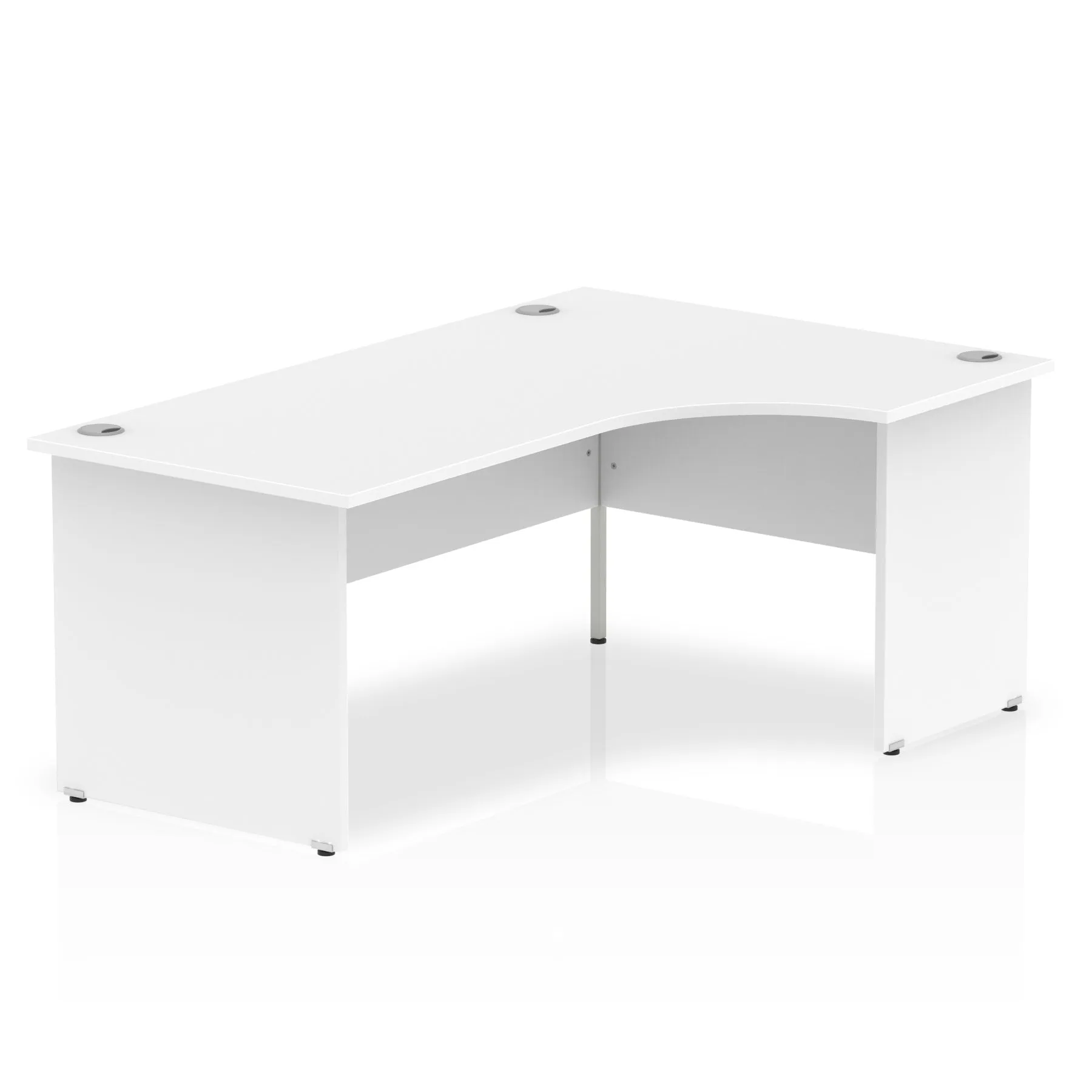 Impulse 1800mm Right Crescent Corner Desk with Panel End Leg - MFC Material, 1800x1200 Top, 5-Year Guarantee, Self-Assembly, White Frame