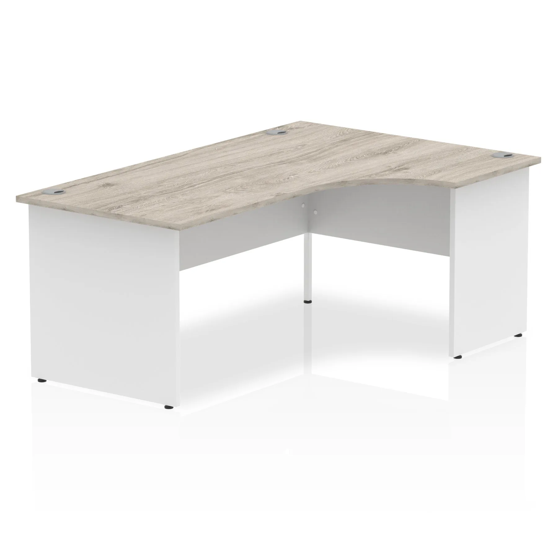 Impulse 1800mm Right Crescent Corner Desk with Panel End Leg - MFC Material, 1800x1200 Top, 5-Year Guarantee, Self-Assembly, White Frame