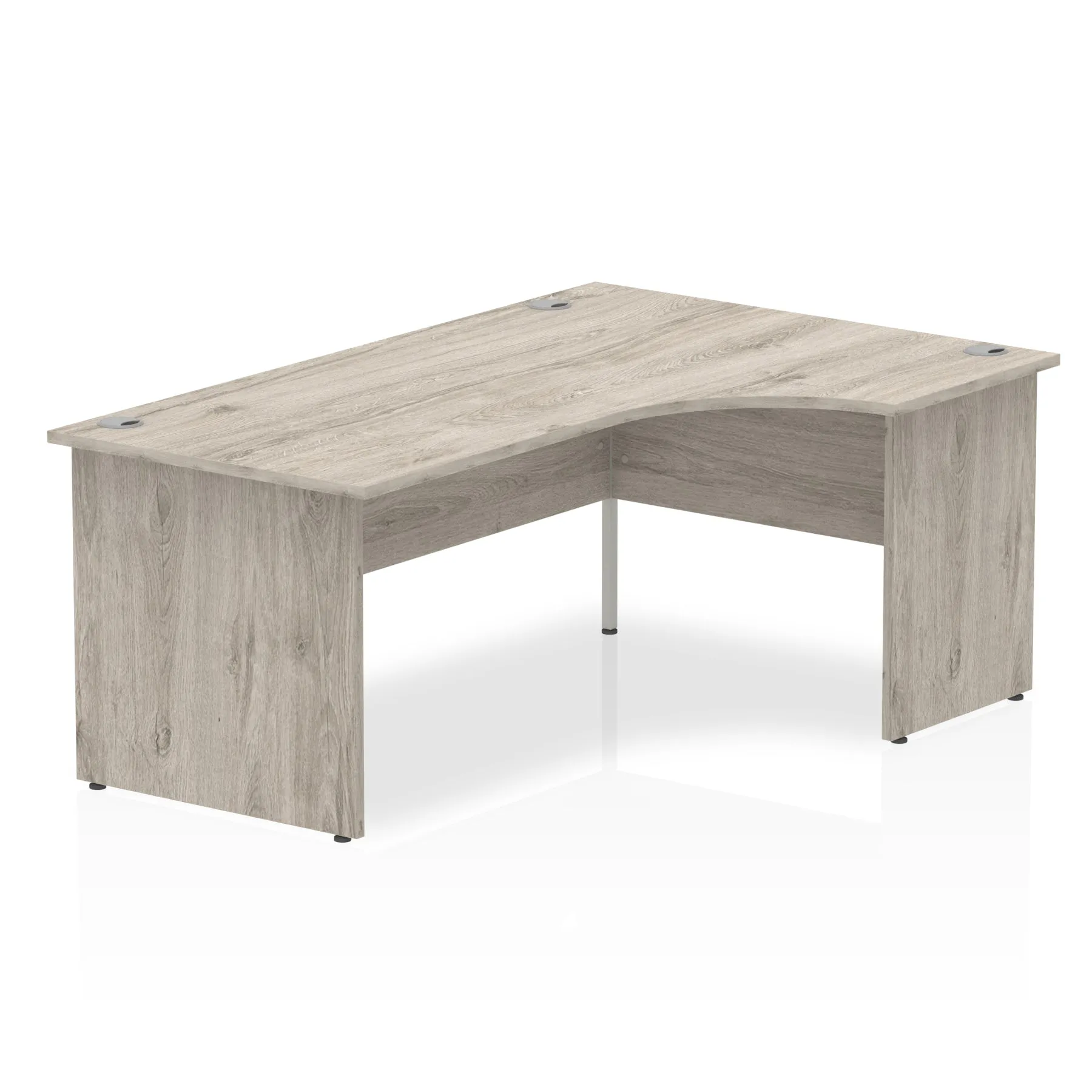 Impulse 1800mm Right Crescent Corner Desk with Panel End Leg - MFC Material, 1800x1200 Top, 5-Year Guarantee, Self-Assembly, White Frame