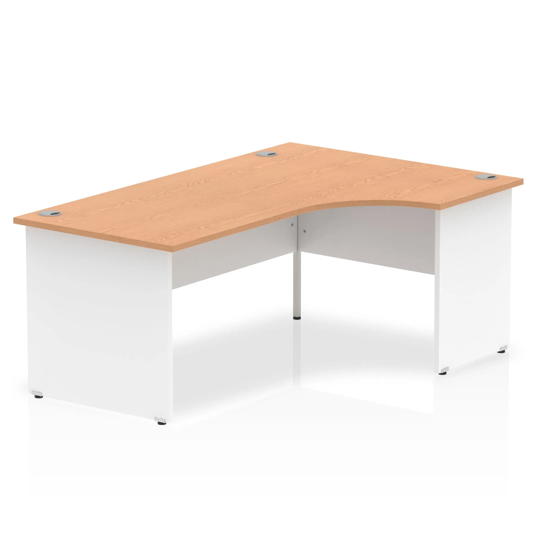 Impulse 1800mm Right Crescent Corner Desk with Panel End Leg - MFC Material, 1800x1200 Top, 5-Year Guarantee, Self-Assembly, White Frame