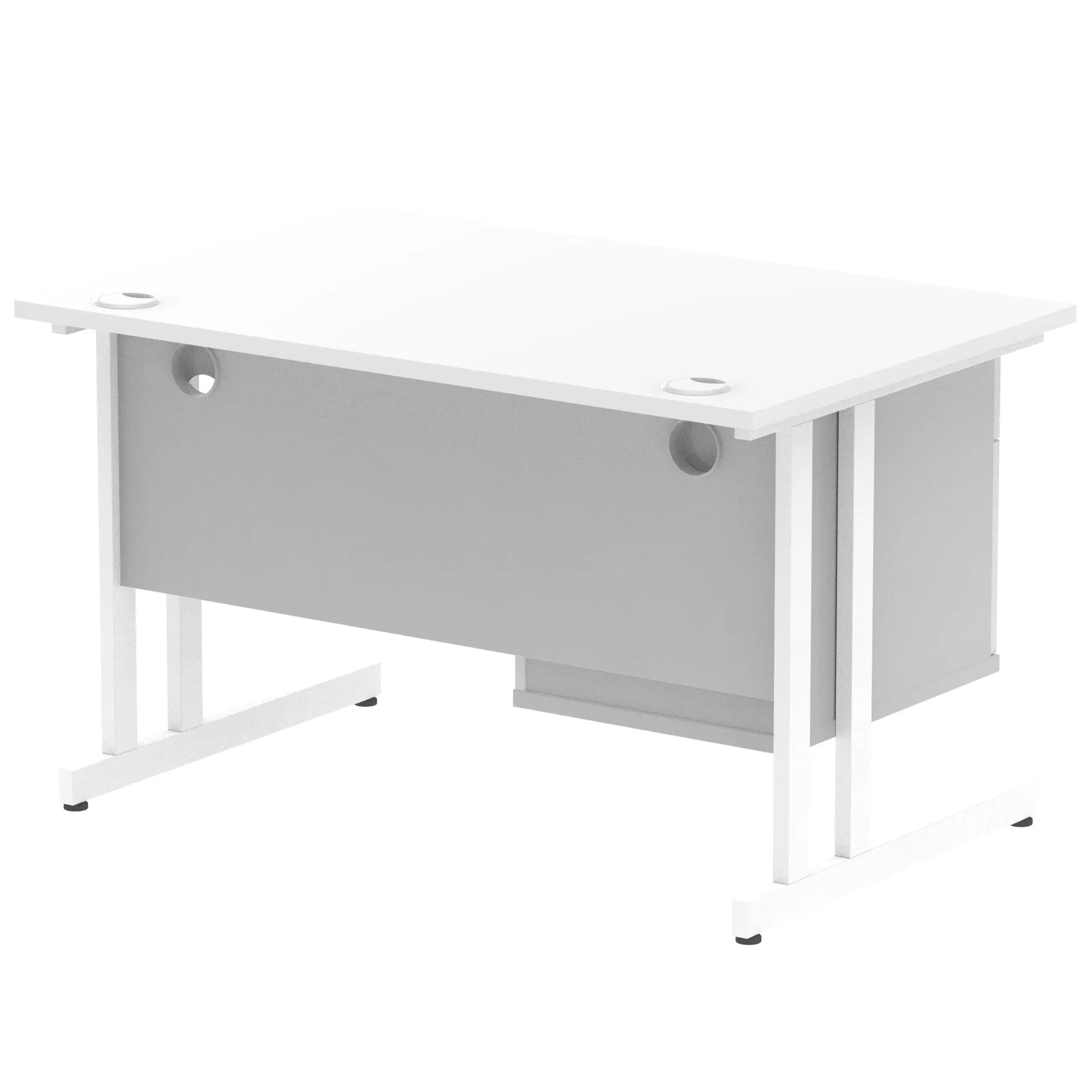 Impulse Cantilever Straight Desk - White Frame, Fixed Pedestal, MFC Material, 1200-1800mm Width, 2-3 Lockable Drawers, 5-Year Guarantee