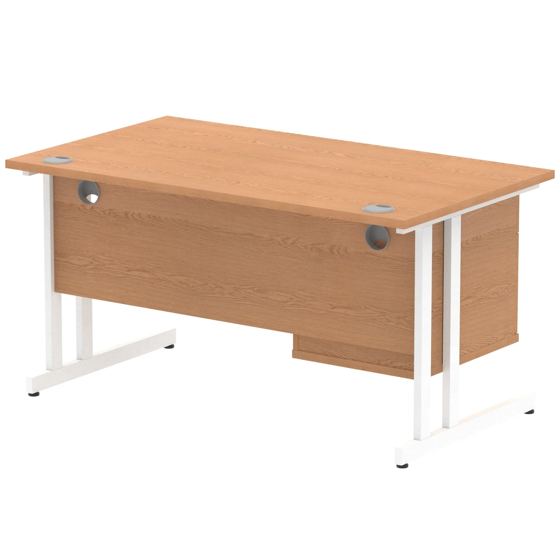 Impulse Cantilever Straight Desk - White Frame, Fixed Pedestal, MFC Material, 1200-1800mm Width, 2-3 Lockable Drawers, 5-Year Guarantee