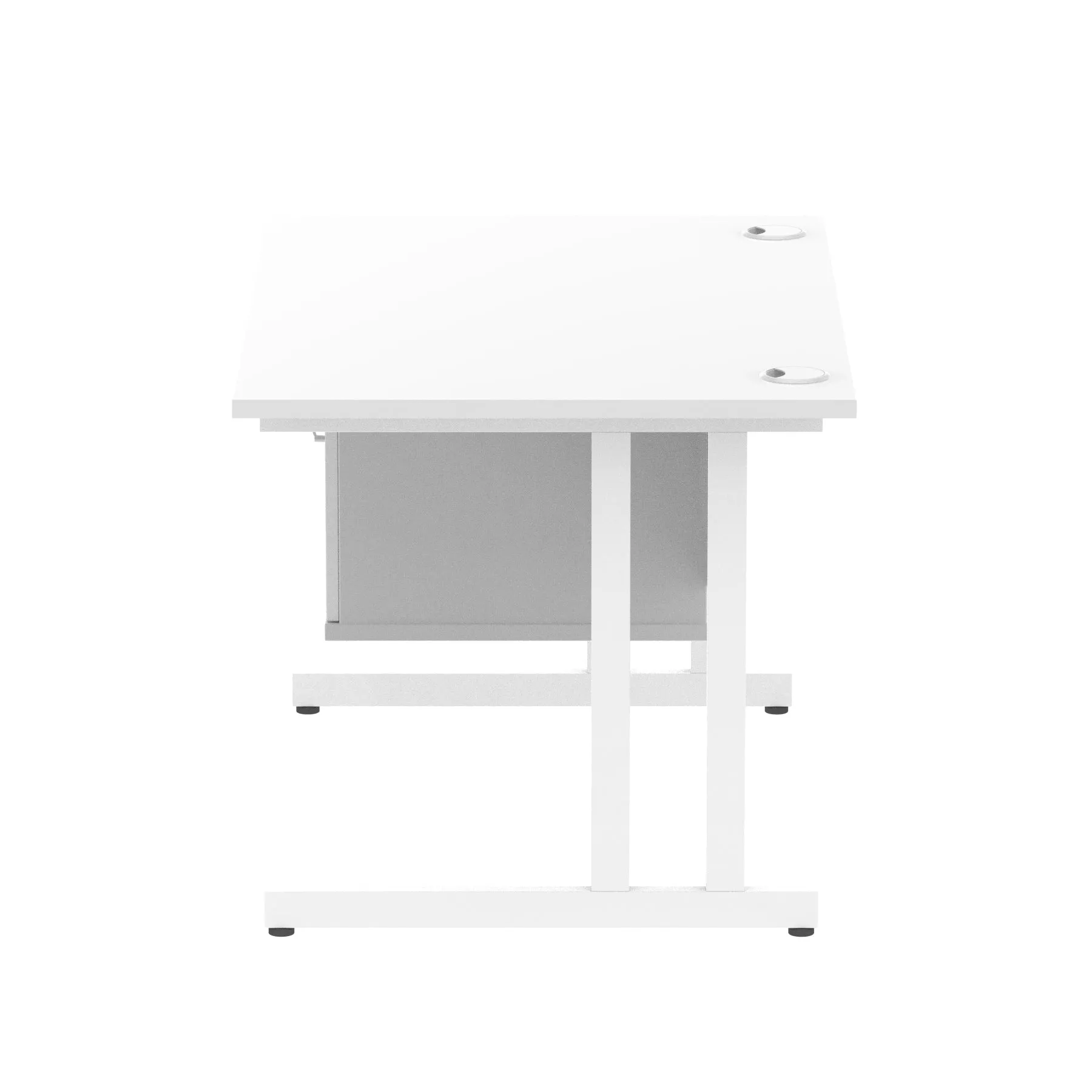 Impulse Cantilever Straight Desk - White Frame, Fixed Pedestal, MFC Material, 1200-1800mm Width, 2-3 Lockable Drawers, 5-Year Guarantee