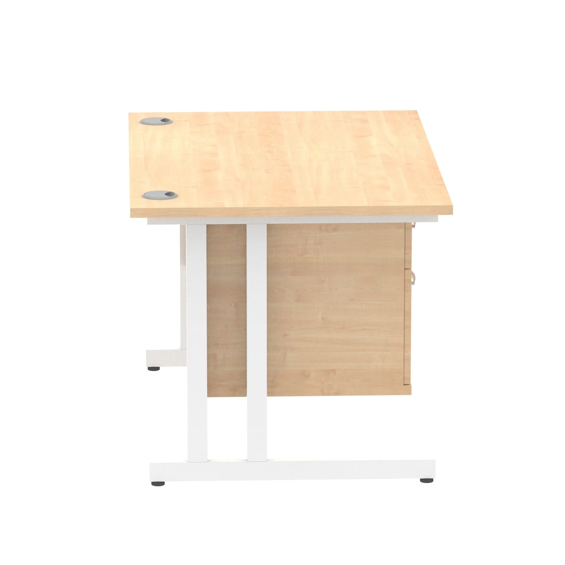 Impulse Cantilever Straight Desk - White Frame, Fixed Pedestal, MFC Material, 1200-1800mm Width, 2-3 Lockable Drawers, 5-Year Guarantee