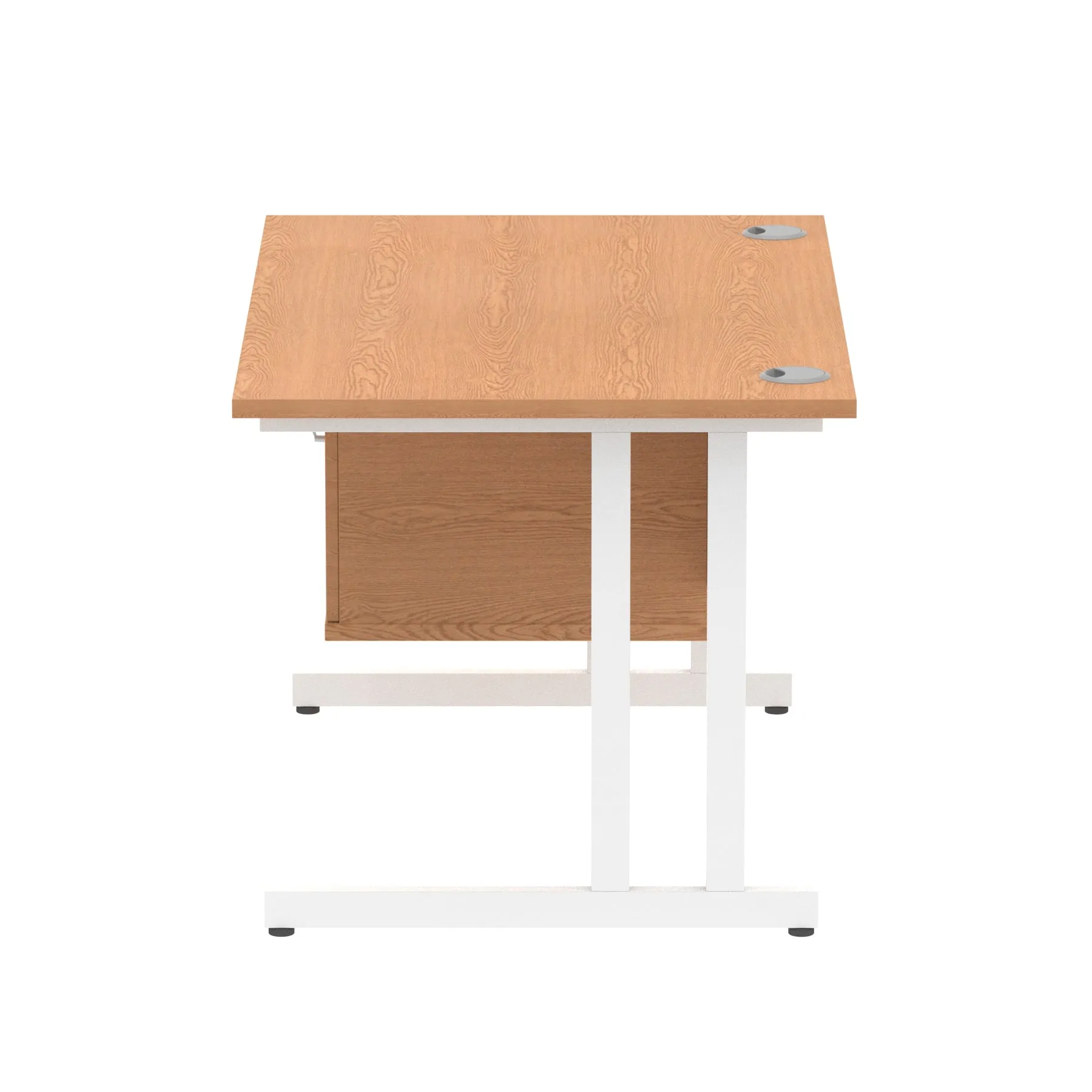 Impulse Cantilever Straight Desk - White Frame, Fixed Pedestal, MFC Material, 1200-1800mm Width, 2-3 Lockable Drawers, 5-Year Guarantee