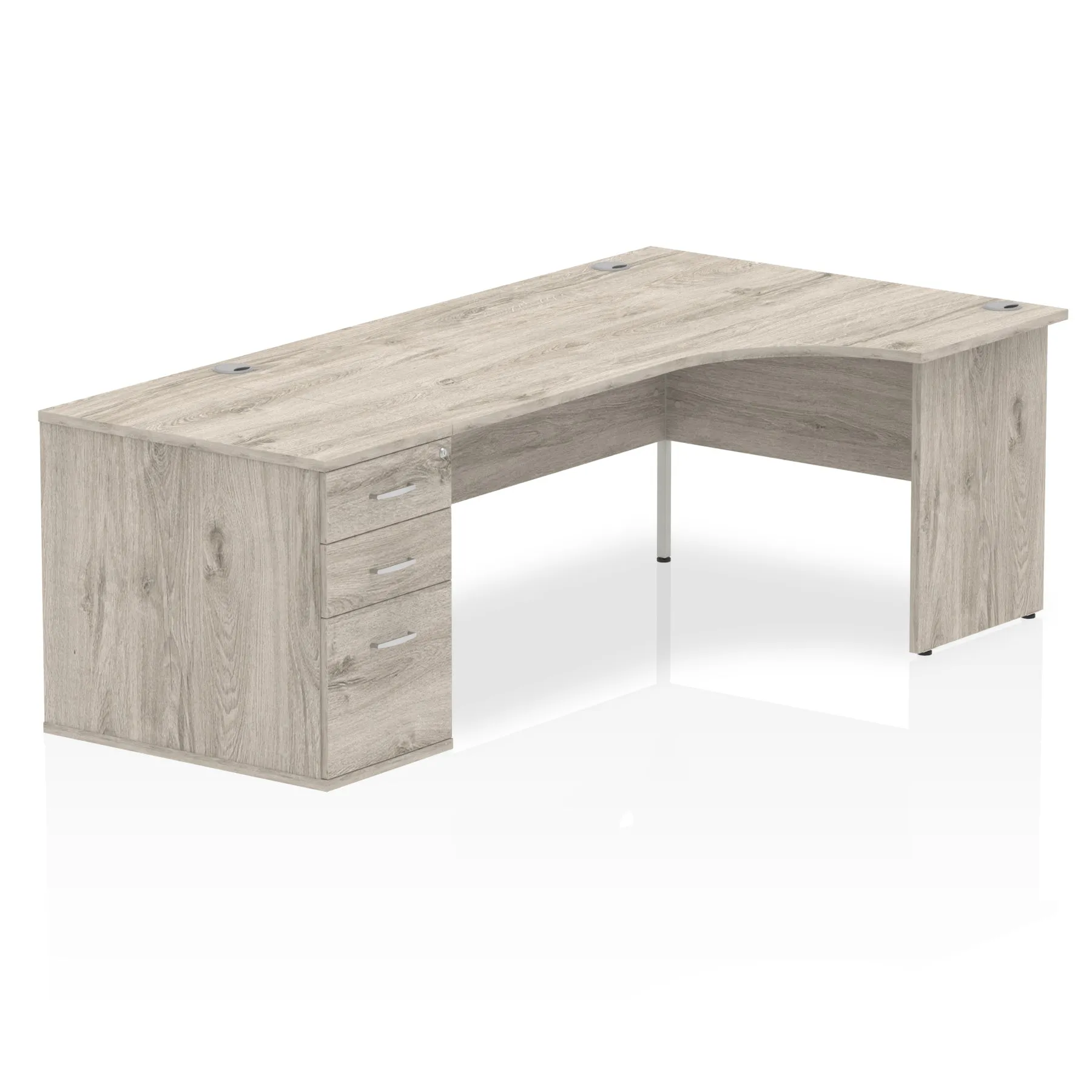 Impulse Panel End Crescent Desk Workstation - 1600/1800mm Width, MFC Material, 3 Lockable Drawers, 5-Year Guarantee, Self-Assembly