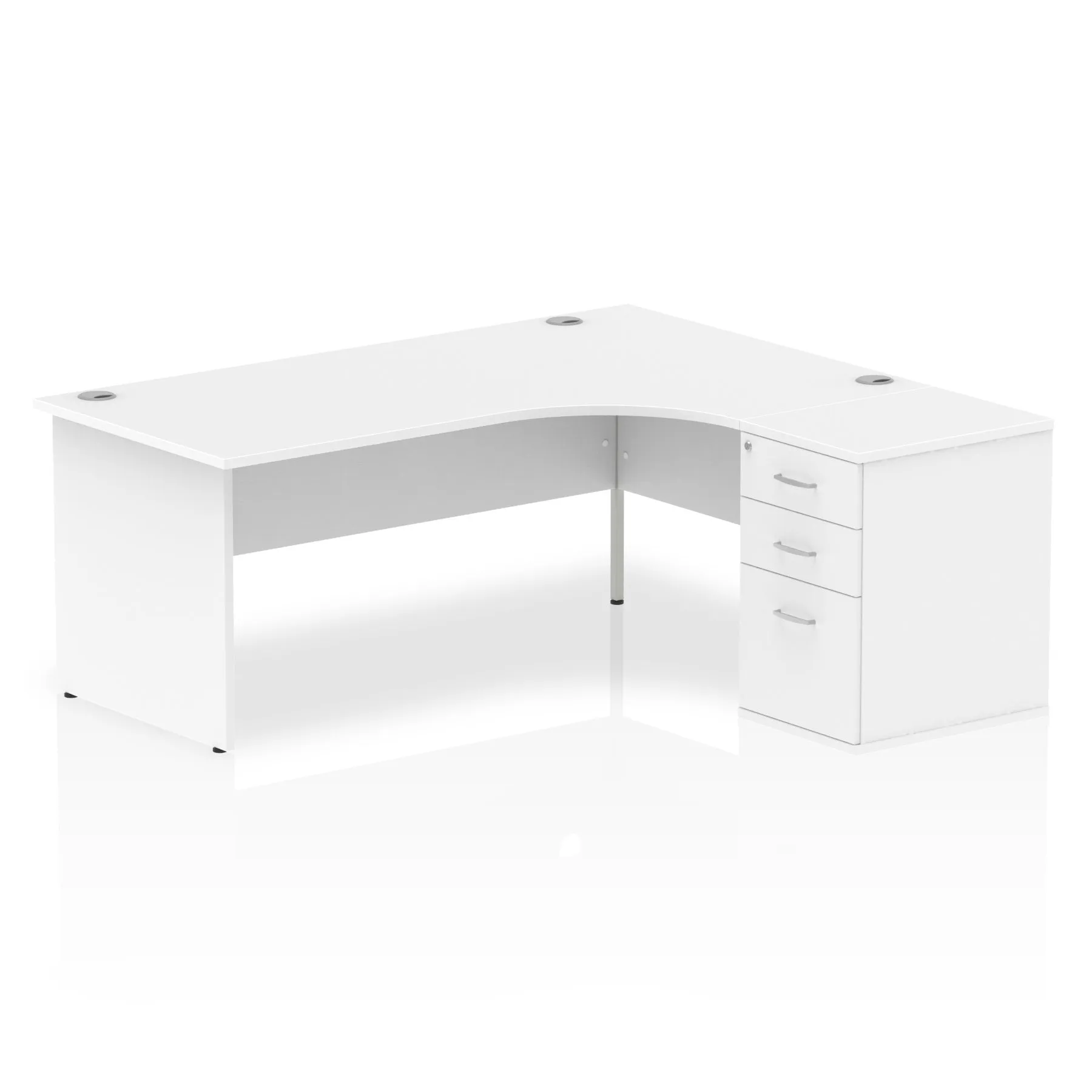 Impulse Panel End Crescent Desk Workstation - 1600/1800mm Width, MFC Material, 3 Lockable Drawers, 5-Year Guarantee, Self-Assembly