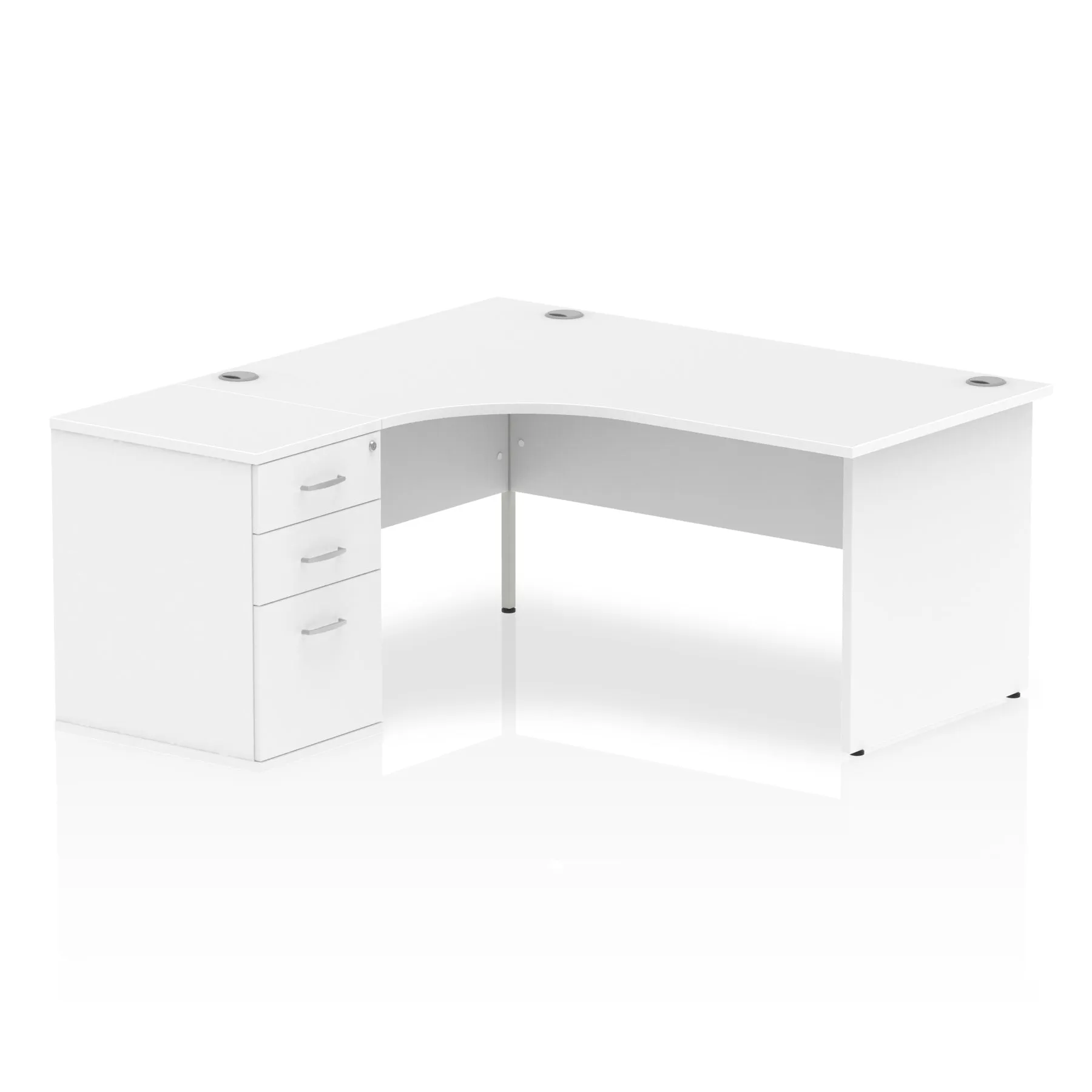 Impulse Panel End Crescent Desk Workstation - 1600/1800mm Width, MFC Material, 3 Lockable Drawers, 5-Year Guarantee, Self-Assembly
