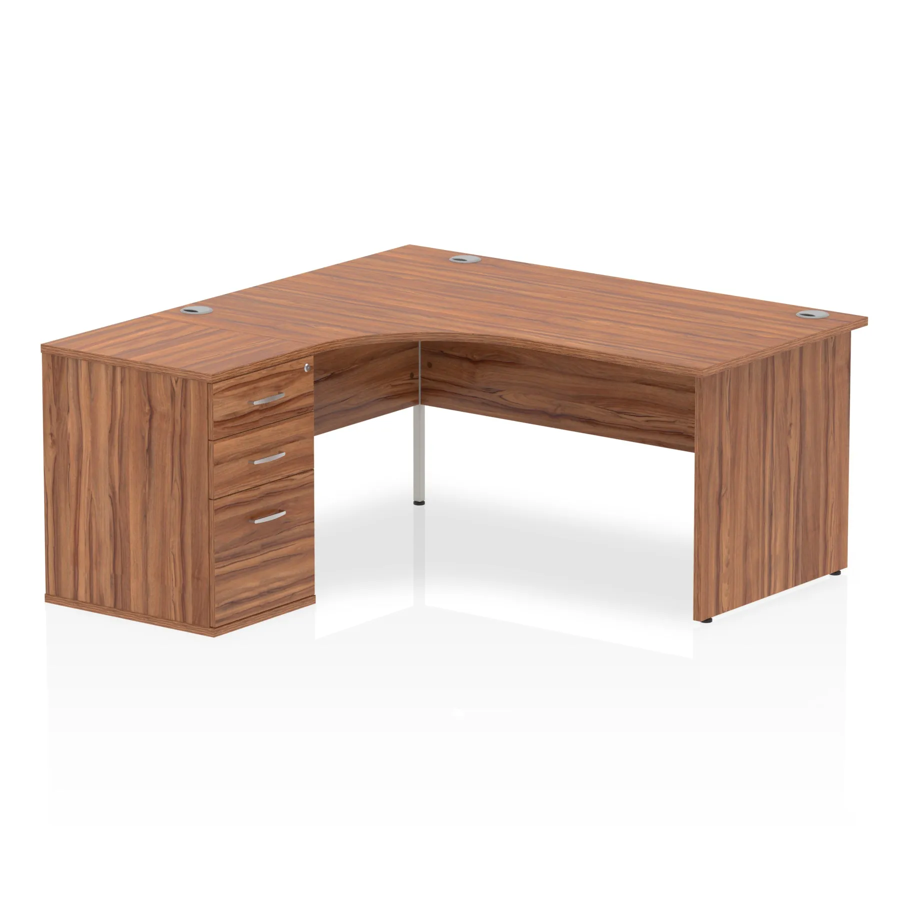 Impulse Panel End Crescent Desk Workstation - 1600/1800mm Width, MFC Material, 3 Lockable Drawers, 5-Year Guarantee, Self-Assembly