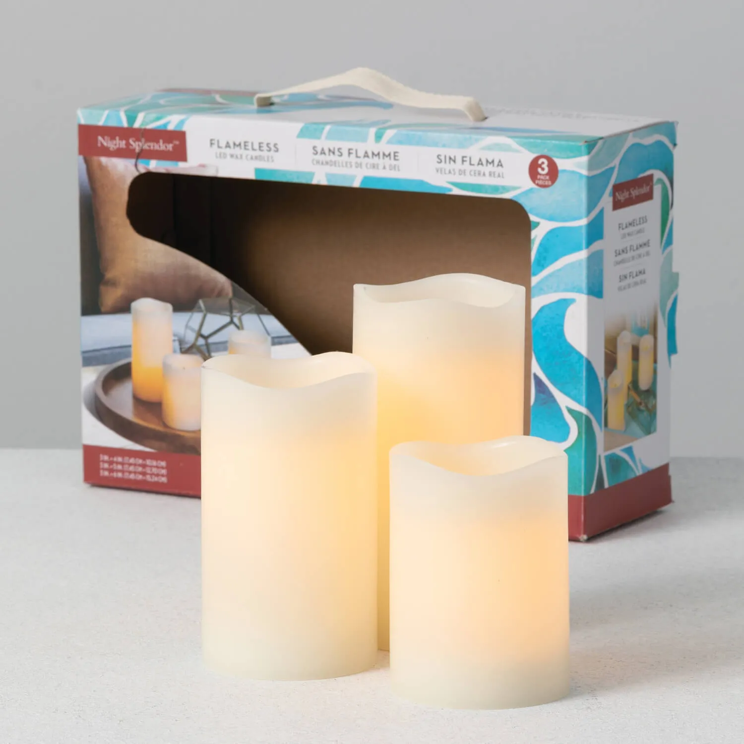 Ivory Led Flameless Candle Pillar Set Of 3