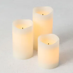 Ivory Led Flameless Candle Pillar Set Of 3