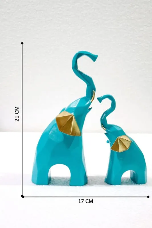 JAIPUR ACE Polyresin Elephant Showpiece Statue and Artifacts for Home Decor, Living Room, Wall Decoration for Gifting, Interiors and Diwali Decoration (Elephant) (Blue Elephant)