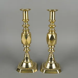JAMES CLEWS & SONS 'Diamond Prince' Brass Candlesticks