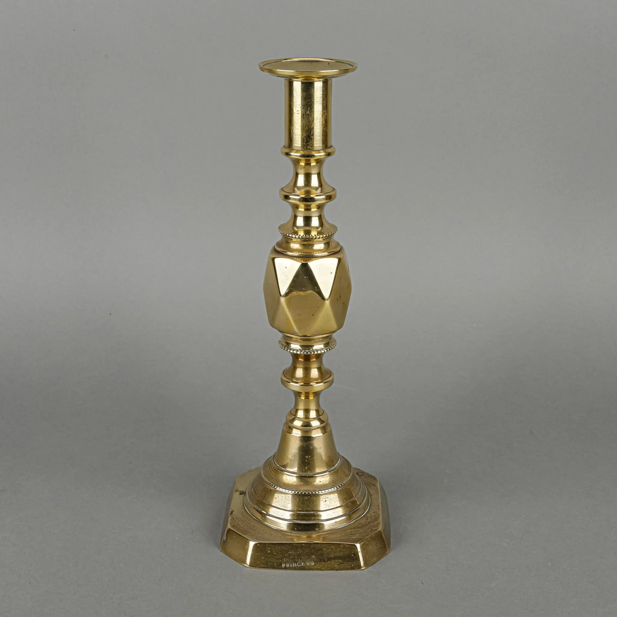JAMES CLEWS & SONS 'Diamond Princess' Brass Candlestick