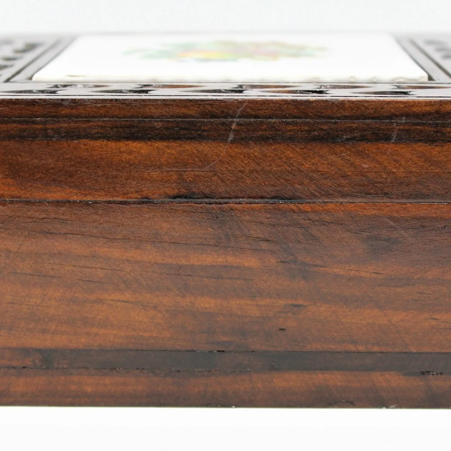 Jewelry Box, Carved Wood, Tile Insert, Mexico, Vintage