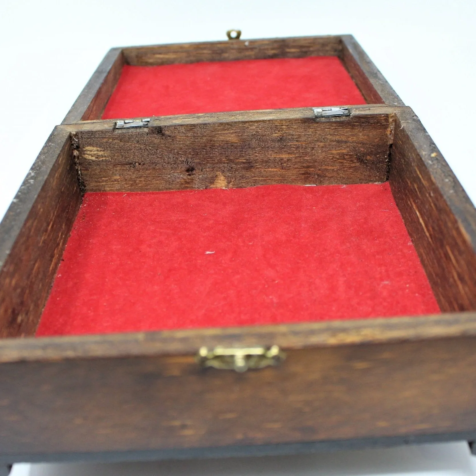 Jewelry Box, Carved Wood, Tile Insert, Mexico, Vintage