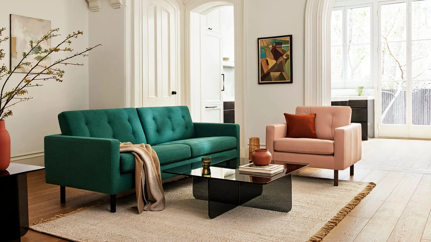 joan 83" sofa (tufted) - fabric