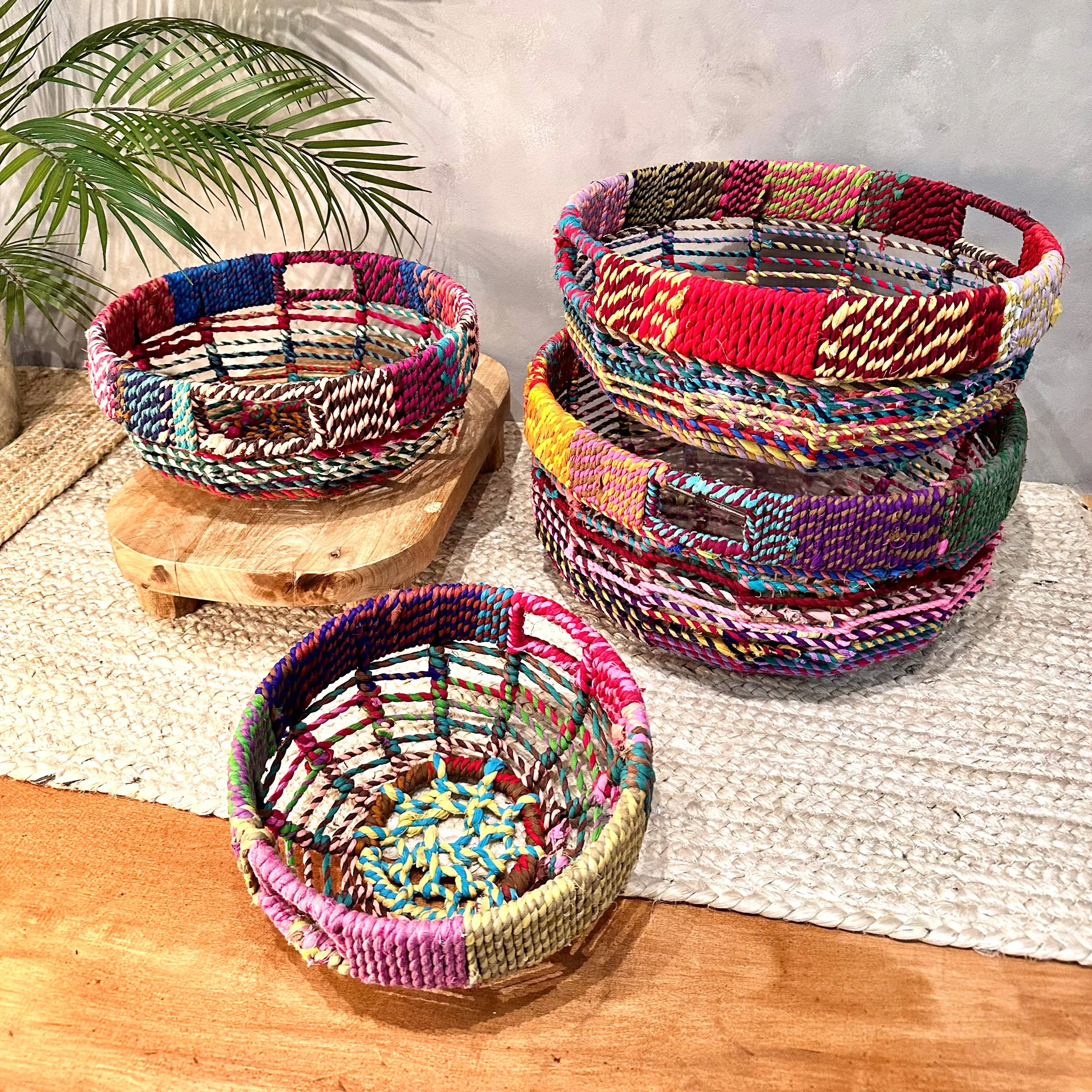 Jute Woven Baskets Round
