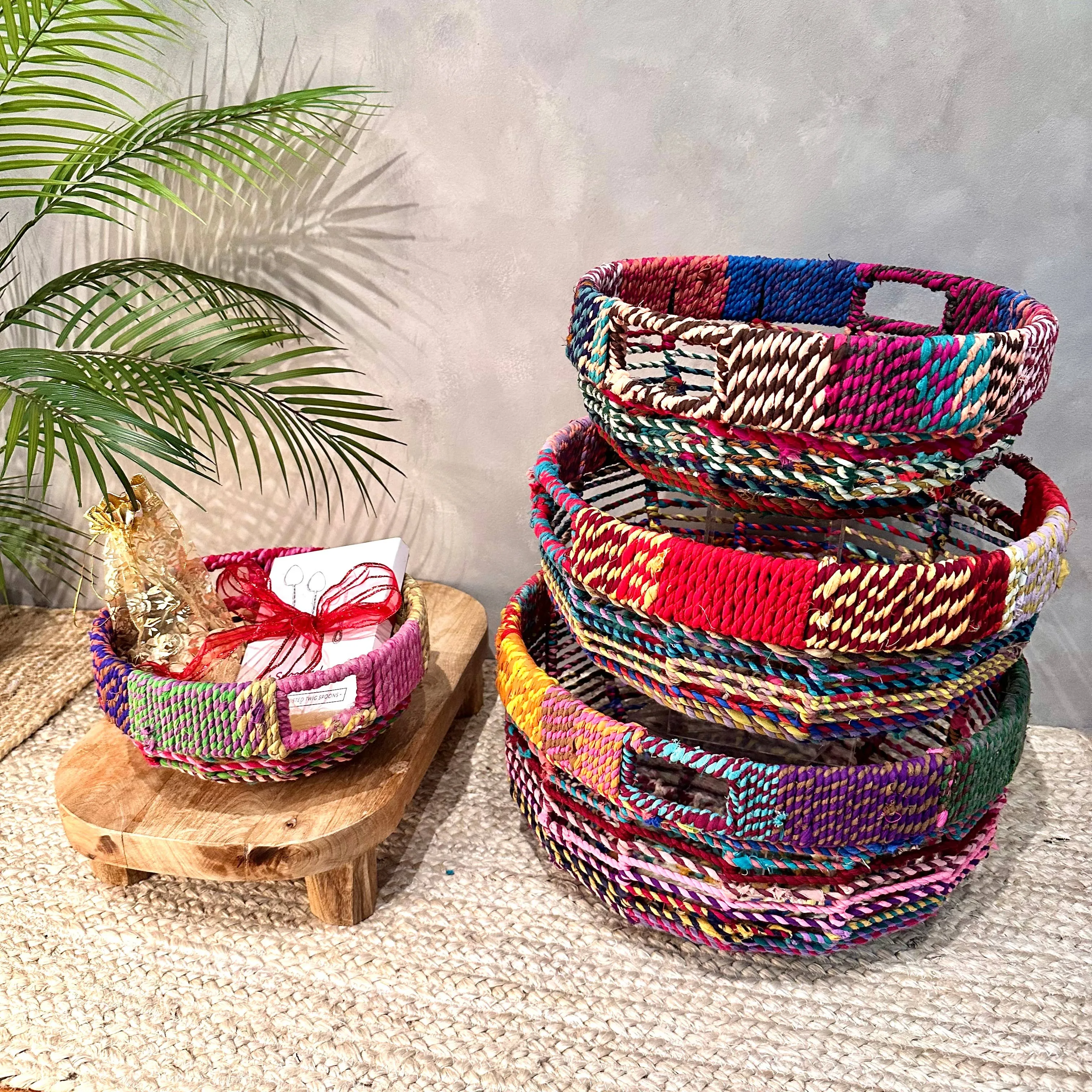 Jute Woven Baskets Round