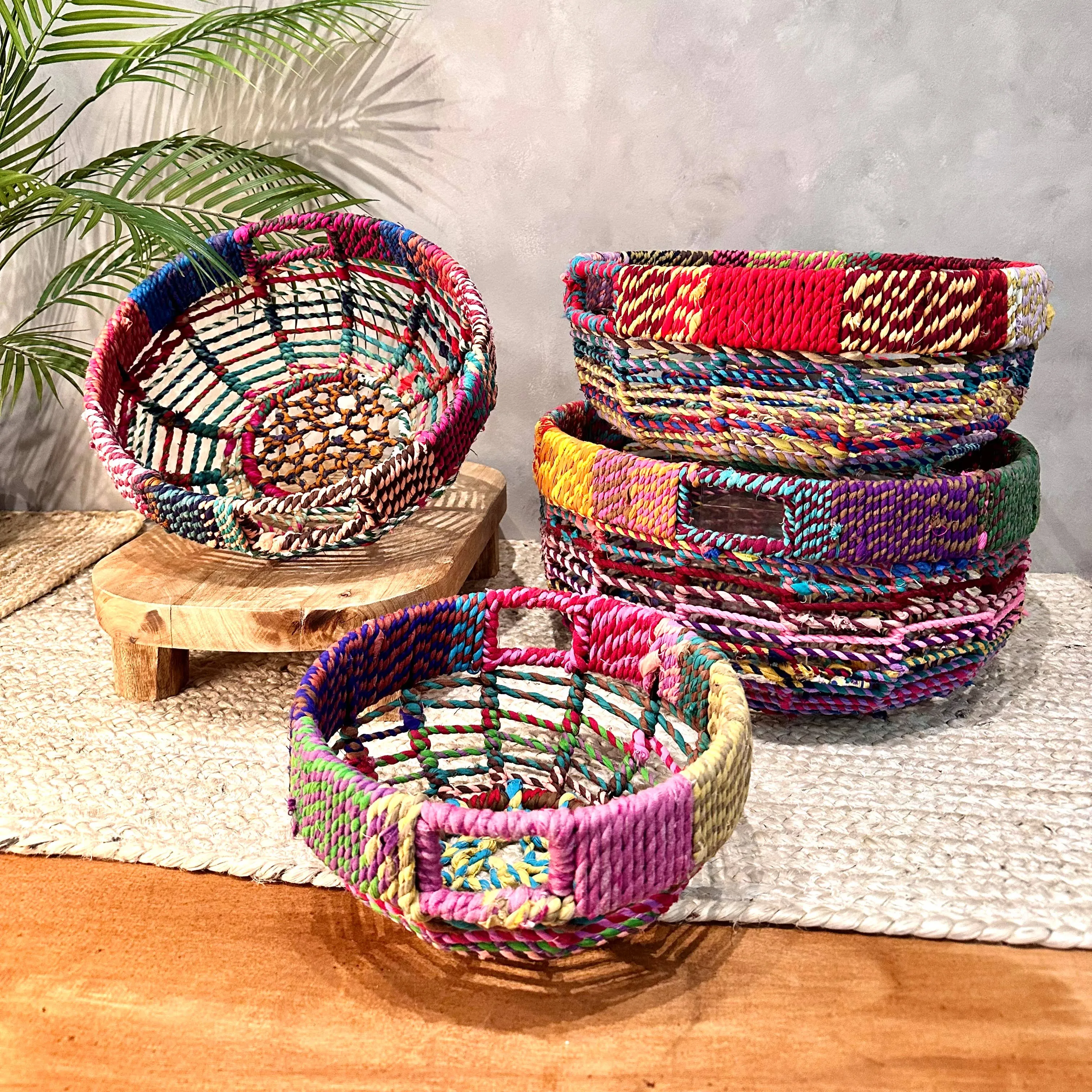 Jute Woven Baskets Round
