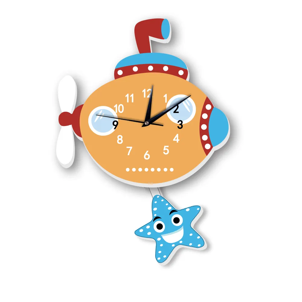 Kids Rainbow Pendulum Wall Clock Study Room Decor