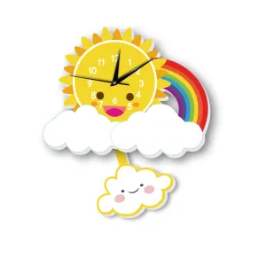 Kids Rainbow Pendulum Wall Clock Study Room Decor