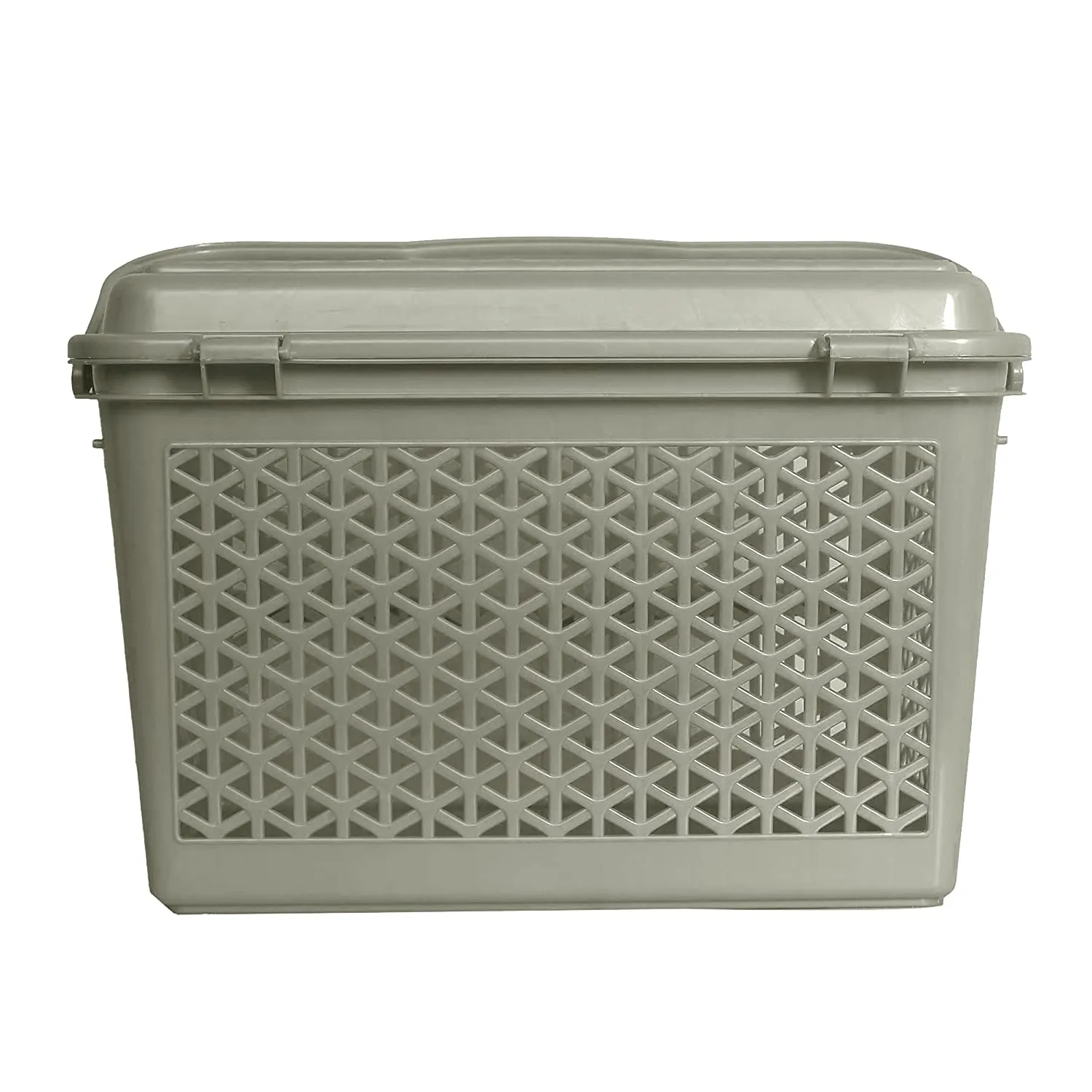 Kuber Industries Plastic Multipurpose Trendy Shopping Big Basket with Lid (Grey)-HS_38_KUBMART21161 (Model: HS_38_KUBMART021161)