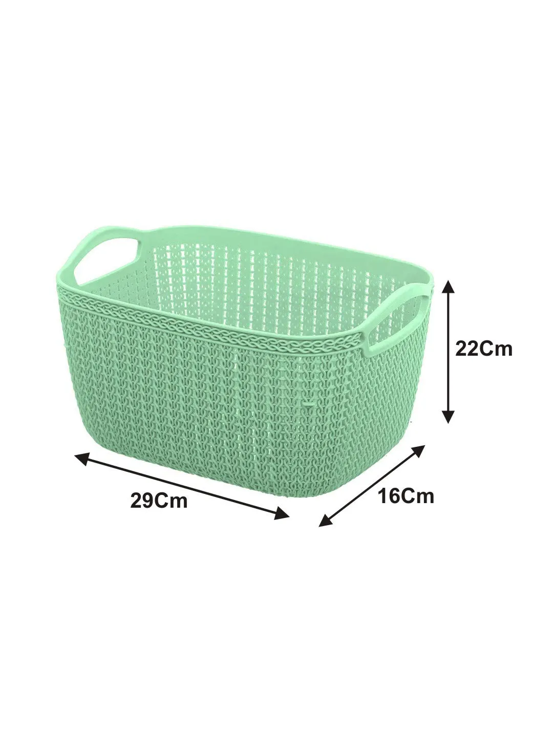 Kuber Industries Q-6 Unbreakable Plastic 2 Pieces Multipurpose Large Size Flexible Storage Baskets/Fruit Vegetable Bathroom Stationary Home Basket with Handles (Light Green)