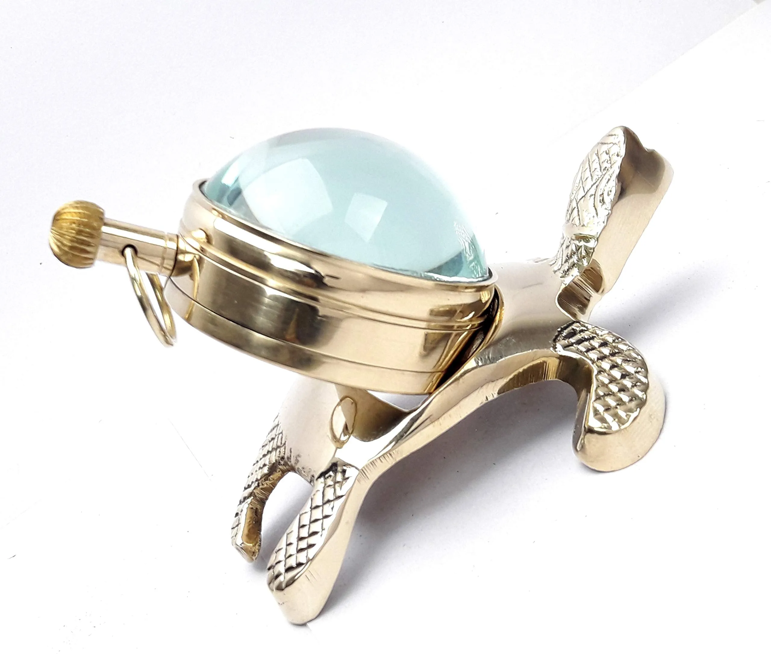 KV Collection Beautiful Antique Style Tortoise Brass Table Clock. Exclusive Gifting idea
