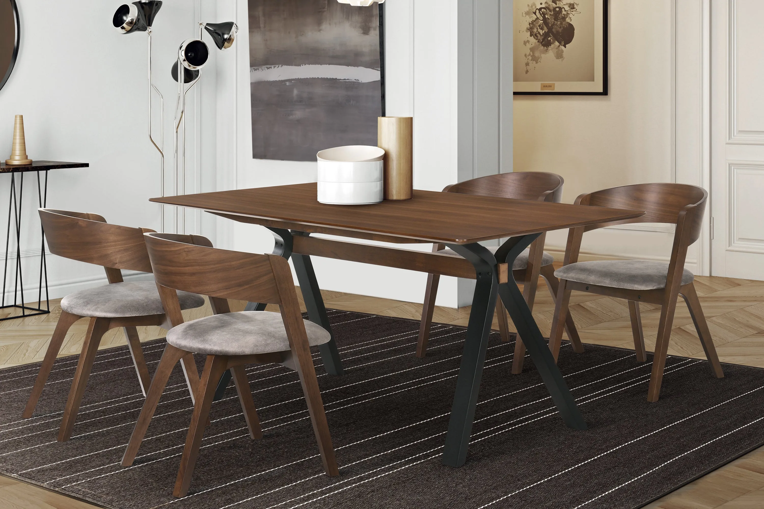 Laredo and Jackie 5 Piece Rectangular Dining Set