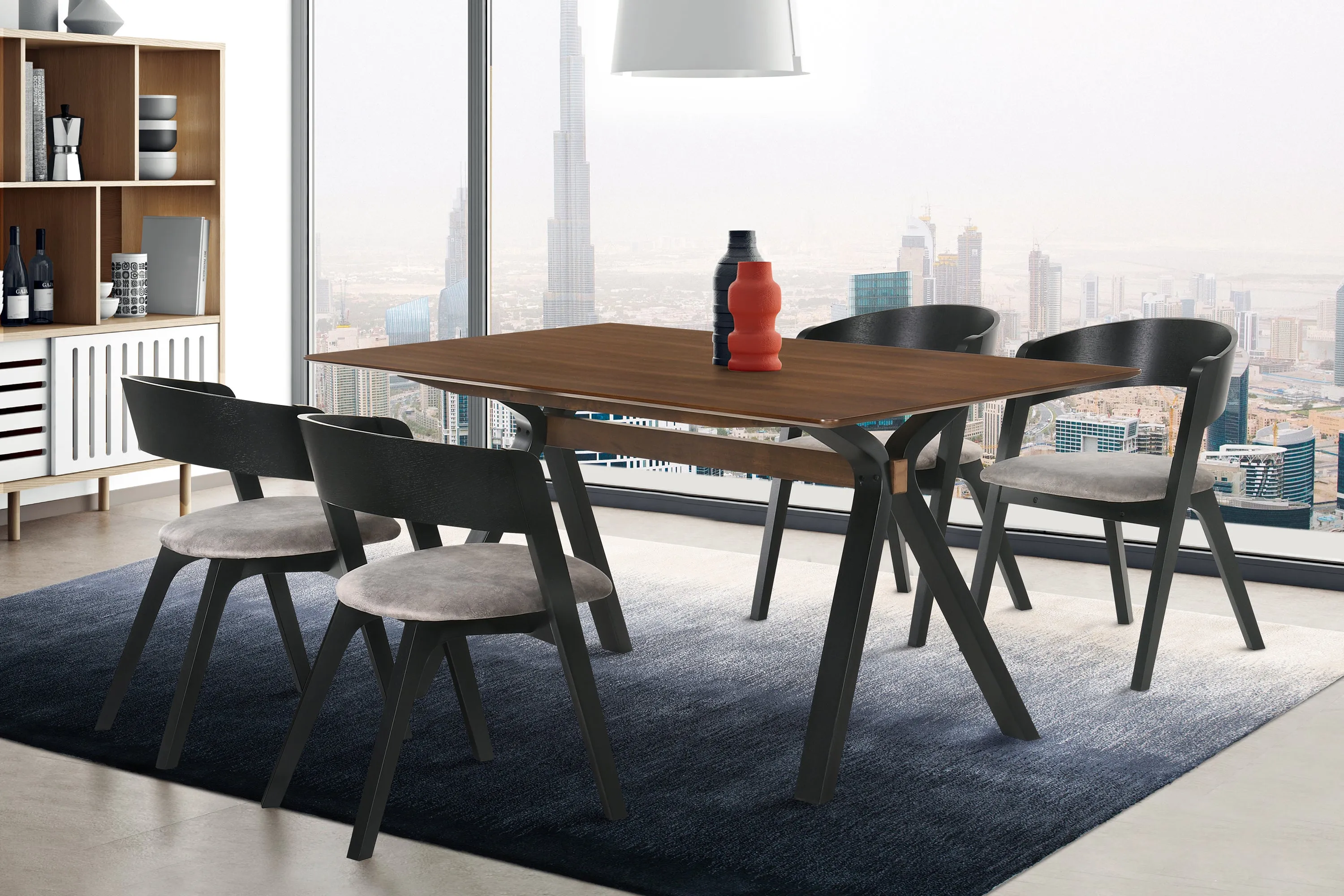 Laredo and Jackie 5 Piece Rectangular Dining Set