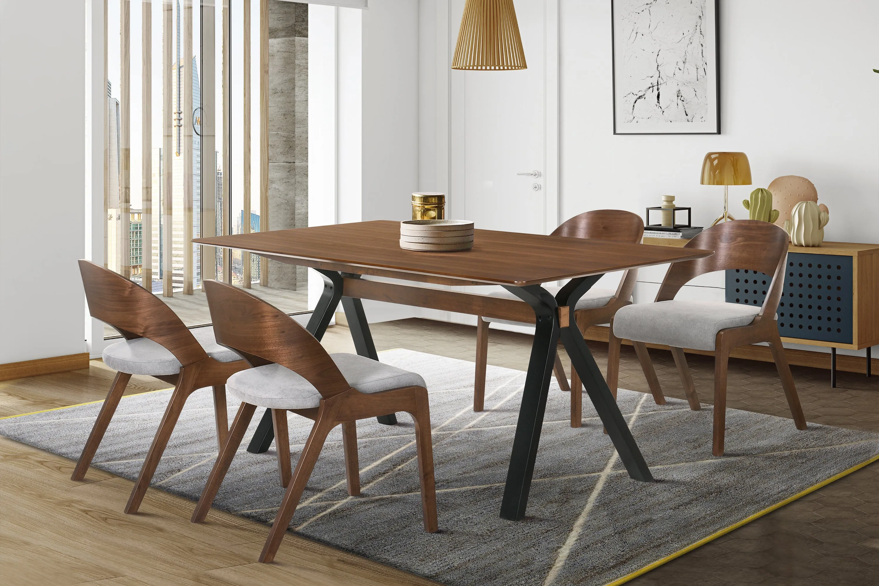 Laredo and Polly 5 Piece Rectangular Dining Set