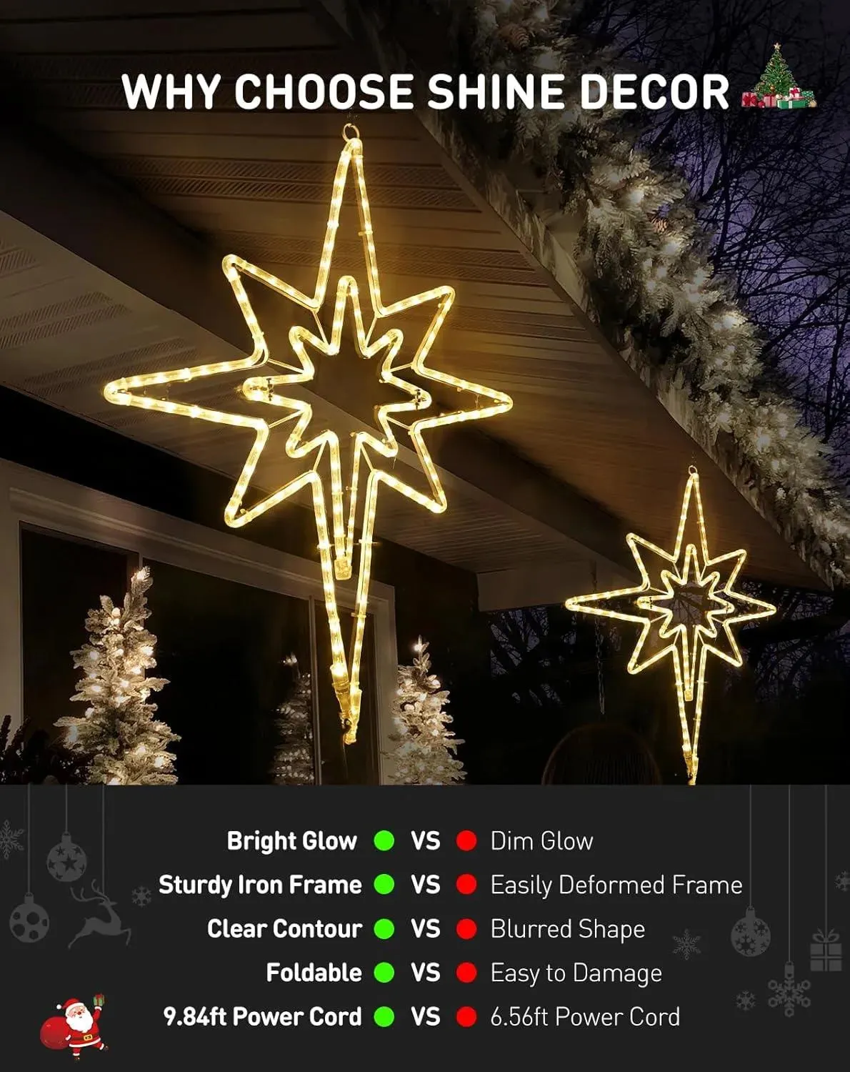 Large Star of Bethlehem Warm White Plug In Motif Christmas Light