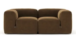 Le Mura - Le Mura Two Seater Sofa, Brown Vegan Suede