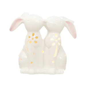 LED Kissing Bunnies Figurine