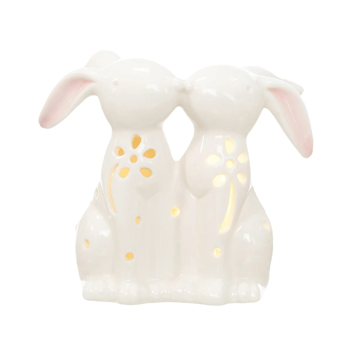 LED Kissing Bunnies Figurine