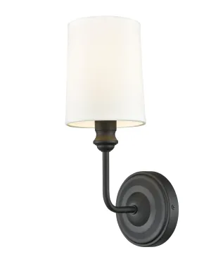 Leena Wall Sconce - Matte Black - White Glass - 5.75in. Extension - E12 Candelabra Base
