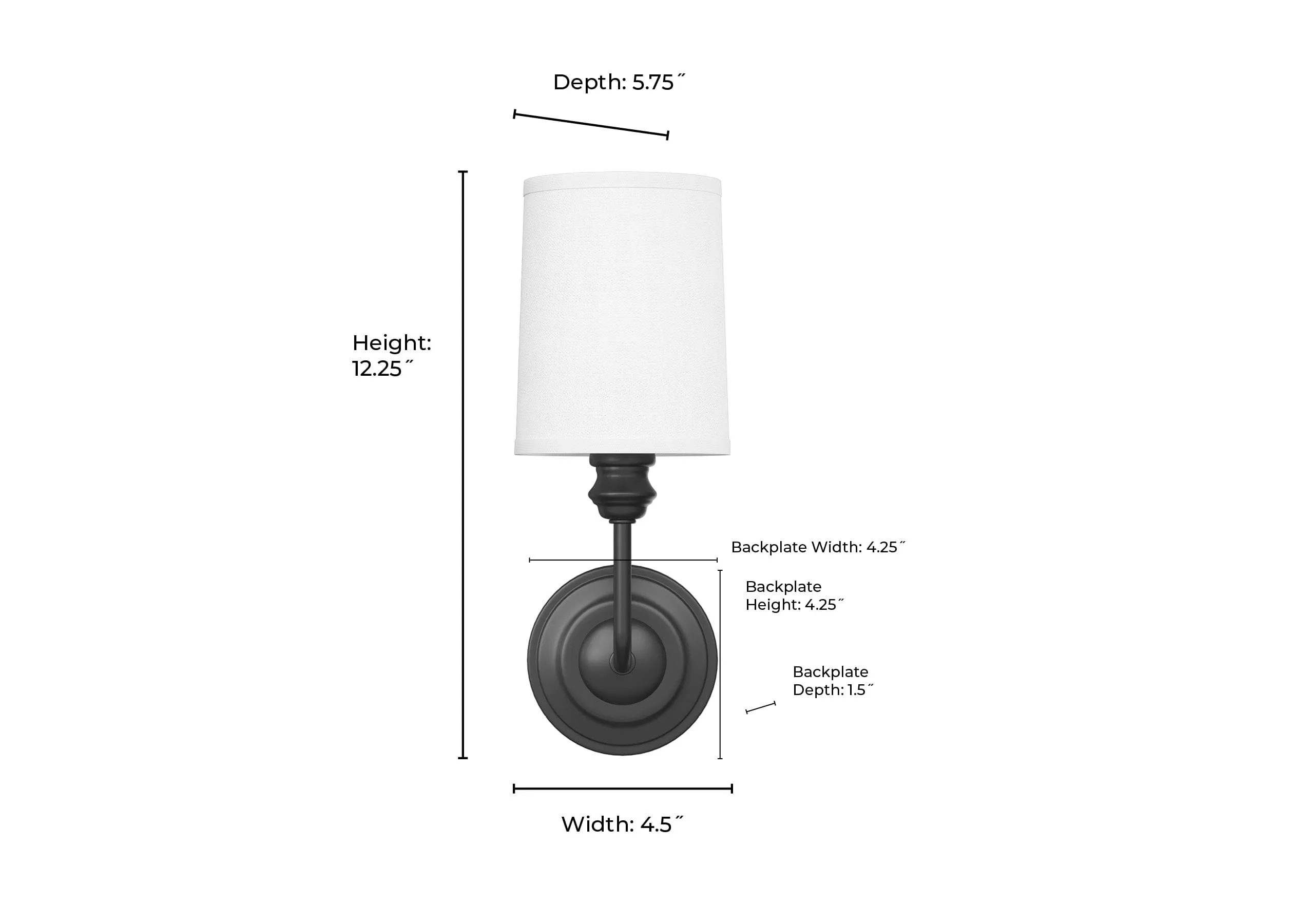 Leena Wall Sconce - Matte Black - White Glass - 5.75in. Extension - E12 Candelabra Base