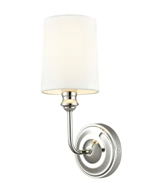 Leena Wall Sconce - Polished Nickel - White Glass - 5.75in. Extension - E12 Candelabra Base