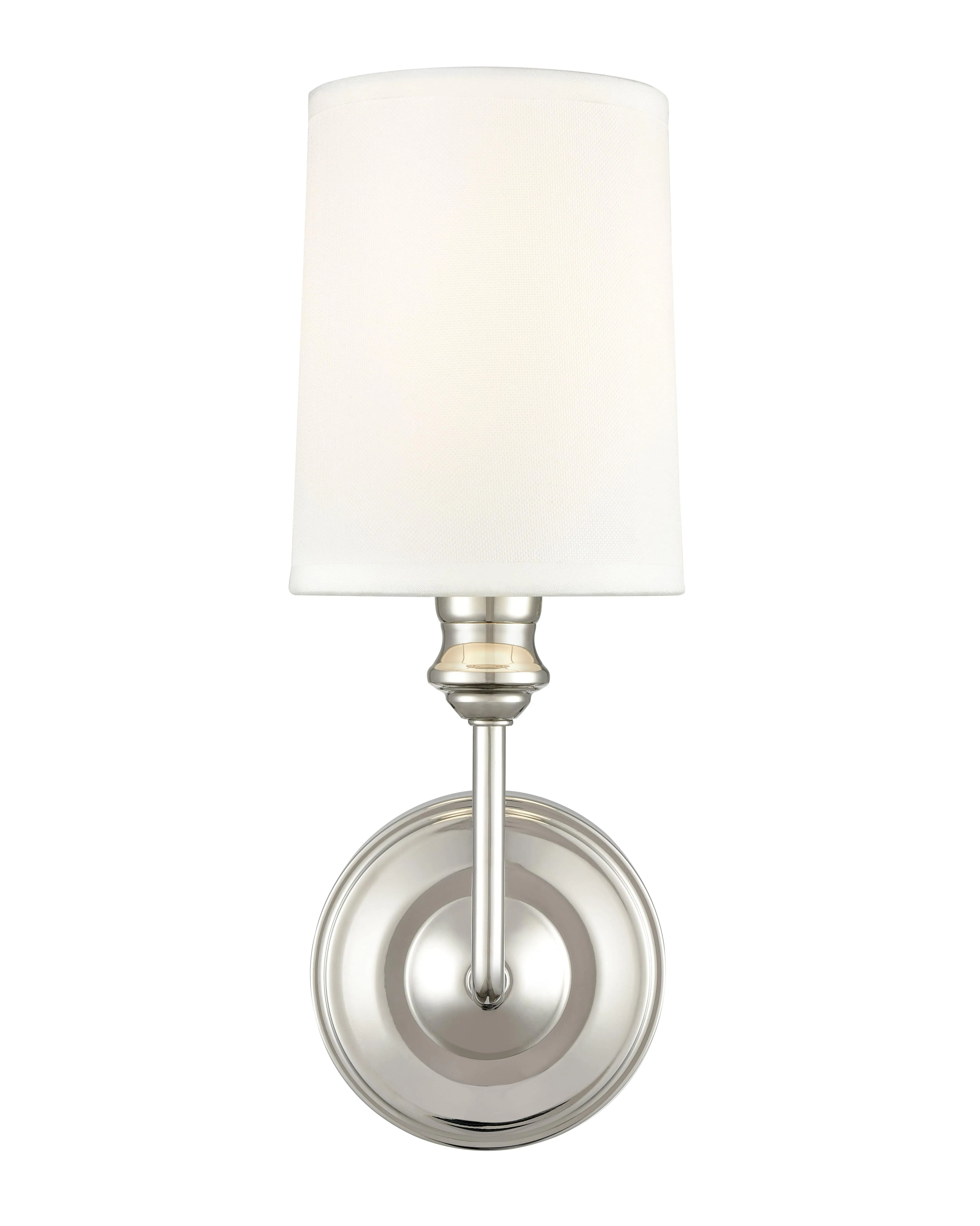 Leena Wall Sconce - Polished Nickel - White Glass - 5.75in. Extension - E12 Candelabra Base